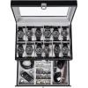 imageBEWISHOME 12Slot Watch Box Watch Case for Men 2Layer Watch Display Organizer Mens Jewelry Box Mens Watch Cases Glass Top Watch Hoder Black Synthetic Leather SSH02CBlackGray