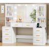 imageBEWISHOME 5512quot Large Vanity Desk with Mirror and LightsMakeup Vanity Table with Glass TopMakeup Desk with Power Outlet 8 DrawersDressing Table for Bedroom Women Girls White FST37W