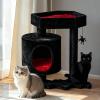 imageBEWISHOME Cat Tree Tower Gothic Cat Tree with Coffin Bed Halloween Gothic Cat House with Scratching Posts Spider Toy Cat Condo for Kittens Black and Red Small MMJ93RBlack and Red