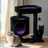 imageBEWISHOME Cat Tree Tower Gothic Cat Tree with Coffin Bed Halloween Gothic Cat House with Scratching Posts Spider Toy Cat Condo for Kittens Black and Red Small MMJ93RBlack and Purple