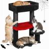 imageBEWISHOME Cat Tree Tower for Indoor Gothic Cat Trees with Coffin Bed Halloween Cat House with Scratching Posts Cat Shelves for Kitten Spider Toy Spooky Coffin Black with Red Small MMJ94R