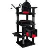 imageBEWISHOME Heavy Duty Gothic Cat Tree 63 in Large Cat Trees Halloween Cat Tower with Coffin Bed Cat Houses with Scratching Posts for Large Cats 20 lbs Tall cat Condos Black ampamp Red