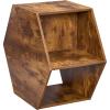 imageBEWISHOME Hexagonal Coffee Table with Storage Unique Modern Coffee Table for Living Room and Office Brown Natural Wood Small End Tables for Small Spaces KlZ03Z