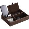 imageBEWISHOME Mens Valet Tray Dresser Organizer Nightstand Organizer for Mens Accessories Jewelries Carbon Fiber Faux Leather Black SSH06CBrown