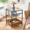 imageBEWISHOME Nightstand Bedside Table with Metal Frame End Table Side Table with Open StorageSmall Table for Living Room Bedroom Night Stand Tempered Glass End Table Bed Side Table Accent Table KTZ61Z