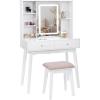 imageBEWISHOME Small Vanity Desk with Mirror and LightsMakeup Vanity White Vanity Set Makeup Desk with 3 Color LightingGirls Vanity Table with Cabinet ampamp 2 DrawersDressing Table Makeup Table FST15M