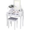 imageBEWISHOME Vanity Desk Girls Vanity Set with Mirror and LightsSmall Makeup Vanity Table with 5 Drawer ampamp StoolDressing Table with 3 Colors Lighting Adjustable Brightness for Girls White FST07Wlight strip