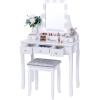 imageBEWISHOME Vanity Desk Girls Vanity Set with Mirror and LightsSmall Makeup Vanity Table with 5 Drawer ampamp StoolDressing Table with 3 Colors Lighting Adjustable Brightness for Girls White FST07W10 bulbs