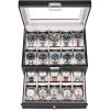 imageBEWISHOME Watch Case 20Slot Watch Box Organizer for Men Watch Case with Large Glass Lid Watch Travel Case Removable Watch Pillows Mens Jewelry Box Watch Display Case Watch Storage Black SSH04CBlackGray
