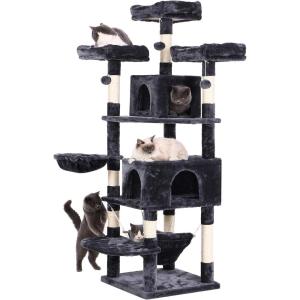 imageBEWISHOME Cat Tree 663 Inch MultiLevel Large Tall Cat Tower with Plush Top Perches Sisal Scratching Post Cat Condo Play House Kitty Activity Center MMJ14H