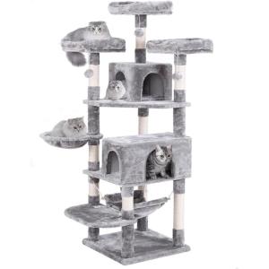 imageBEWISHOME Cat Tree for Indoor Cats 663 Inch MultiLevel Large Cat Tower with Plush Top Perches Sisal Scratching Post Cat Play House Kitty Activity Center MMJ14L
