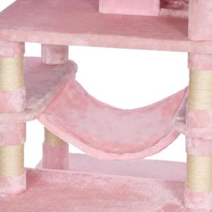 imageBEWISHOME Large Cat Tree Tower for Indoor Cats with Cat Condo with Plush Perches Houses Sisal Scratching Posts Hammock MultiLevel Cat Furniture Kitty Activity Center Kitten Play House Pink MMJ03P