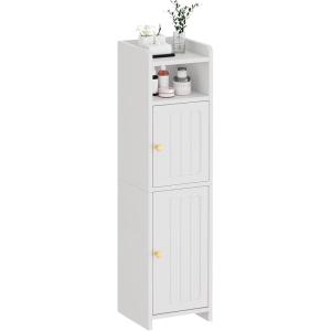 imageBEWISHOME Small Bathroom Cabinet Bathroom Storage Cabinet with Adjustable Shelves ampamp 2 DoorsNarrow Toilet Paper Cabinets79 x 79 x 315 Inches for Small Spaces White YYG03WWhite