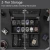 imageBEWISHOME 12 Slot Double Layer Watch Box Watch Cases for Men with Real Glass Lid Watch Holder for Rings Glasses Mens Jewelry Birthday for Father Husband Black SSH02L