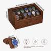 imageBEWISHOME 12 Slot Watch Box Organizer Watch Cases for Men Watch Display Case with Clear Acrylic Lid Luxury Watch Holder Watch Storage case for Jewelry Sunglasses Brown SSH22Z