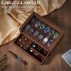 imageBEWISHOME 12 Slot Watch Box Organizer Watch Cases for Men Watch Display Case with Clear Acrylic Lid Luxury Watch Holder Watch Storage case for Jewelry Sunglasses Brown SSH22Z