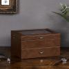 imageBEWISHOME 20 Slot Watch Box for Men Watch Case Watch Display Case with Real Glass Lid 2 Layers Watch Holder Organizer Metal Hinge Brown Leather SSH24Z