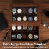 imageBEWISHOME 20 Slot Watch Box for Men Watch Case Watch Display Case with Real Glass Lid 2 Layers Watch Holder Organizer Metal Hinge Brown Leather SSH24Z