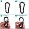 imageBEWISHOME 4 Pack Carabiner Hooks Hammock Locking Solid Metal D Clips with Heavy Duty 500LBS Screw Gate Hammock LockingQuick Link for Outdoor Camping Hiking Traveling Backpacking Black ampamp Silver HDK02black