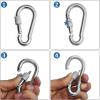 imageBEWISHOME 4 Pack Carabiner Hooks Hammock Locking Solid Metal D Clips with Heavy Duty 500LBS Screw Gate Hammock LockingQuick Link for Outdoor Camping Hiking Traveling Backpacking Black ampamp Silver HDK02silver