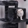 imageBEWISHOME Cat Tree Condo Tower Kitten Furniture Activity Center Pet Kitty Play House with Sisal Scratching Posts Perches Hammock Grey MMJ01B