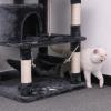 imageBEWISHOME Cat Tree Condo Tower Kitten Furniture Activity Center Pet Kitty Play House with Sisal Scratching Posts Perches Hammock Grey MMJ01B