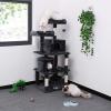 imageBEWISHOME Cat Tree Condo Tower Kitten Furniture Activity Center Pet Kitty Play House with Sisal Scratching Posts Perches Hammock Grey MMJ01B