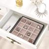 imageBEWISHOME Jewelry Organizer Tray Stackable Earring Storage Trays with Lid for Dresser and Drawer 32 Slots for Rings Earrings Necklaces Bracelets and Watches Set of 4 Black SSH81BJewelry tray with lidBlack