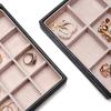 imageBEWISHOME Jewelry Organizer Tray Stackable Earring Storage Trays with Lid for Dresser and Drawer 32 Slots for Rings Earrings Necklaces Bracelets and Watches Set of 4 Black SSH81BJewelry tray with lidBlack