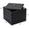 imageBEWISHOME Jewelry Organizer Tray Stackable Earring Storage Trays with Lid for Dresser and Drawer 32 Slots for Rings Earrings Necklaces Bracelets and Watches Set of 4 Black SSH81BJewelry tray with lidBlack