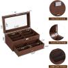 imageBEWISHOME Sunglasses Organizer 12 Slots Sunglasses Case for Women Men Eyeglasses Eyewear Display Case with Clear Glass Top Faux LeatherBrown SSH48ZFaux Leather