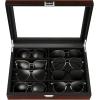 imageBEWISHOME Sunglasses Organizer Glasses Organizer 8Slot Sunglasses Case for Men Eyeglasses Storage Box with Clear Glass Top Smooth PU Leather Interior Brown SSH25YHighend