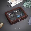 imageBEWISHOME Sunglasses Organizer Glasses Organizer 8Slot Sunglasses Case for Men Eyeglasses Storage Box with Clear Glass Top Smooth PU Leather Interior Brown SSH25YHighend