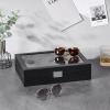 imageBEWISHOME Sunglasses Organizer Glasses Organizer 8Slot Sunglasses Case for Men Eyeglasses Storage Box with Clear Glass Top Smooth PU Leather Interior Black SSH38C