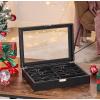 imageBEWISHOME Sunglasses Organizer Glasses Organizer 8Slot Sunglasses Case for Men Eyeglasses Storage Box with Clear Glass Top Smooth PU Leather Interior Black SSH38C
