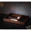 imageBEWISHOME Valet Tray for Men Dresser Organizer Nightstand Organizer Desktop Storage Organizer with Large Smartphone Charging Station 6 Compartments Carbon Fiber Faux LeatherBlack SSH16CBrown