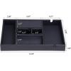 imageBEWISHOME Valet Tray for Men Dresser Organizer Nightstand Organizer Desktop Storage Organizer with Large Smartphone Charging Station 6 Compartments Carbon Fiber Faux LeatherBlack SSH16CBlack