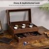 imageBEWISHOME Watch Box for Men 12Slot Watch Case 2Layer Watch Case With Drawer Mens Jewelry Box with Large Glass Lid Watch Display Case Watch Holder Organizer Watch Storage for Men Women Espresso