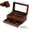 imageBEWISHOME Watch Box for Men 12Slot Watch Case 2Layer Watch Case With Drawer Mens Jewelry Box with Large Glass Lid Watch Display Case Watch Holder Organizer Watch Storage for Men Women Espresso