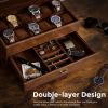 imageBEWISHOME Watch Box for Men 12Slot Watch Case 2Layer Watch Case With Drawer Mens Jewelry Box with Large Glass Lid Watch Display Case Watch Holder Organizer Watch Storage for Men Women Espresso