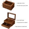 imageBEWISHOME Watch Box for Men Watch Case 10 Slots Watch Organizer with Drawer for Sunglass and Watch Storage Large Glass Top Faux LeatherBrown SSH34Z