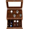 imageBEWISHOME Watch Box for Men Watch Case 10 Slots Watch Organizer with Drawer for Sunglass and Watch Storage Large Glass Top Faux LeatherBrown SSH34Z