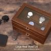 imageBEWISHOME Watch Box for Men Watch Case 10 Slots Watch Organizer with Drawer for Sunglass and Watch Storage Large Glass Top Faux LeatherBrown SSH34Z