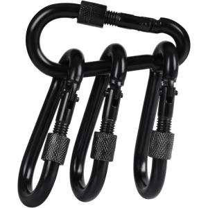 imageBEWISHOME 4 Pack Carabiner Hooks Hammock Locking Solid Metal D Clips with Heavy Duty 500LBS Screw Gate Hammock LockingQuick Link for Outdoor Camping Hiking Traveling Backpacking Black ampamp Silver HDK02black