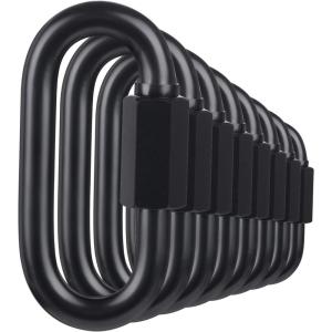 imageBEWISHOME D Shape Locking Carabiner Black Quick Links Chain Links Heavy Duty Durable Chain ConnectorBlack HDK03Black 8 PCS