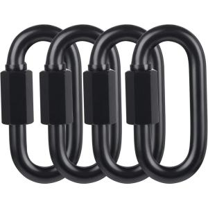imageBEWISHOME D Shape Locking Carabiner Black Quick Links Chain Links Heavy Duty Durable Chain ConnectorBlack HDK03BlackM84PACK