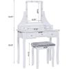 imageBEWISHOME Vanity Set with Mirror ampamp Cushioned Stool Dressing Table Vanity Makeup Table 5 Drawers 2 Dividers Movable Organizers White FST01W10 bulbs