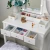 imageBEWISHOME Vanity Set with Mirror ampamp Cushioned Stool Dressing Table Vanity Makeup Table 5 Drawers 2 Dividers Movable Organizers White FST01W10 bulbs