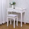 imageBEWISHOME Vanity Set with Mirror ampamp Cushioned Stool Dressing Table Vanity Makeup Table 5 Drawers 2 Dividers Movable Organizers White FST01Wwithout light