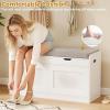 imageBEWISHOME Shoe Bench with Lift Top Storage 2Tier Storage Bench with Adjustable Shelf Entryway Bench with Padded Seat Cushion Wooden Shoe Organizer for Entryway Living Room Bedroom Hallway White